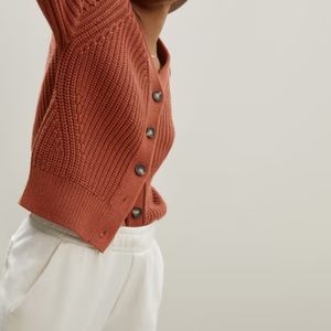 Everlane Texture Cotton Cardigan in Cinnamon